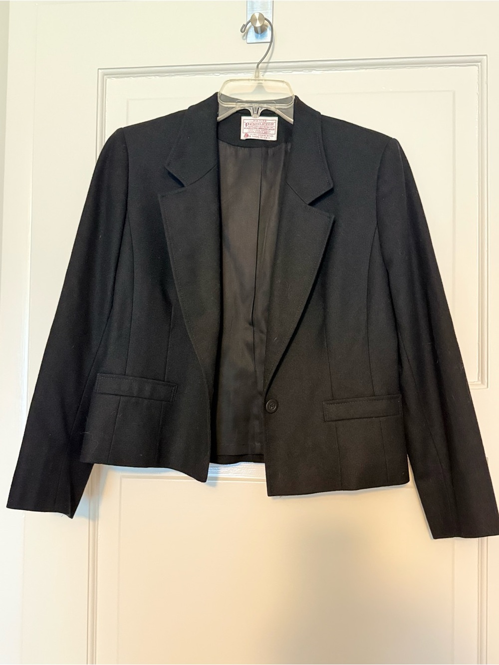 Vintage Pendleton Black Cropped Women's Blazer Jacket